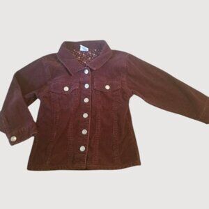 * OLD NAVY Wine Snap Front Corduroy Jacket Girls Size 3T